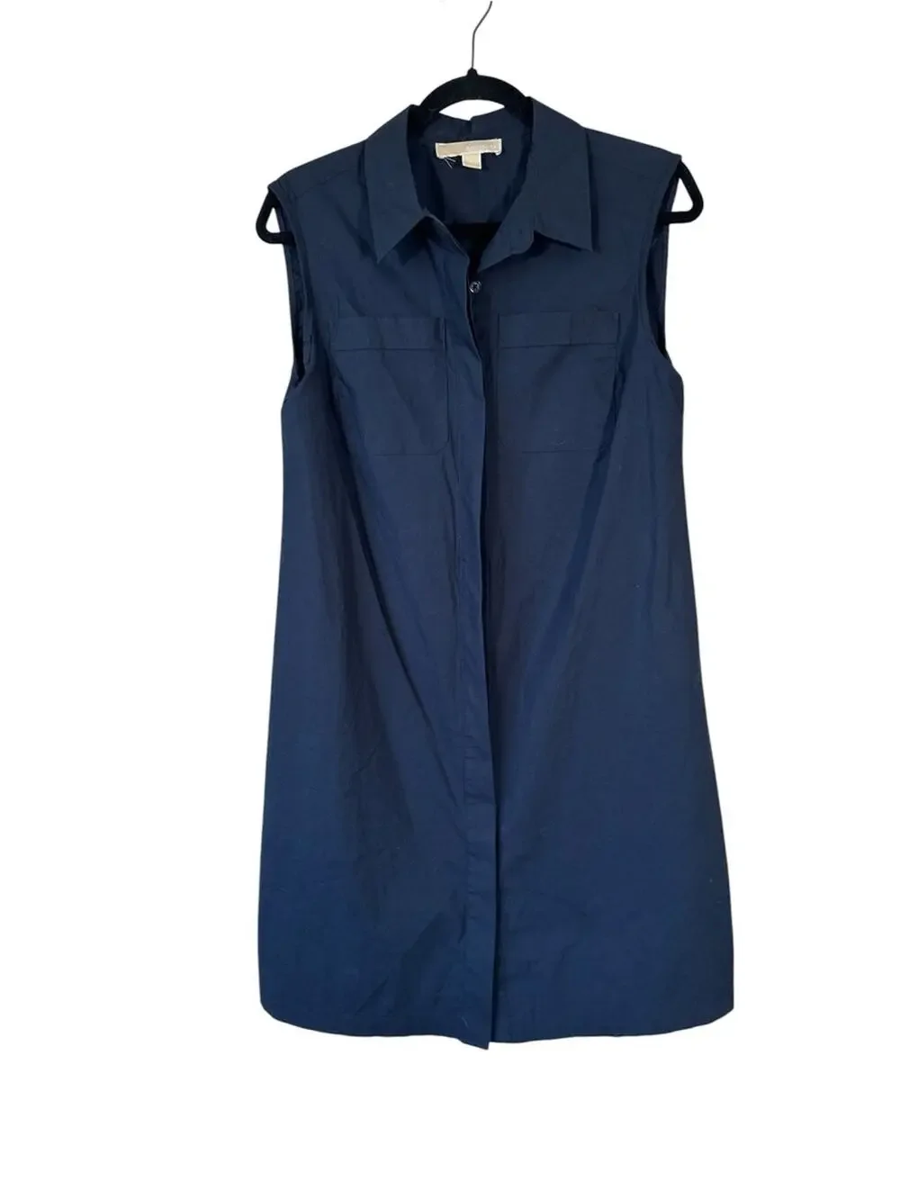 Michael Kors Navy Blue Button Down Shirt Dress Womens S Preppy Casual Basic Mini
